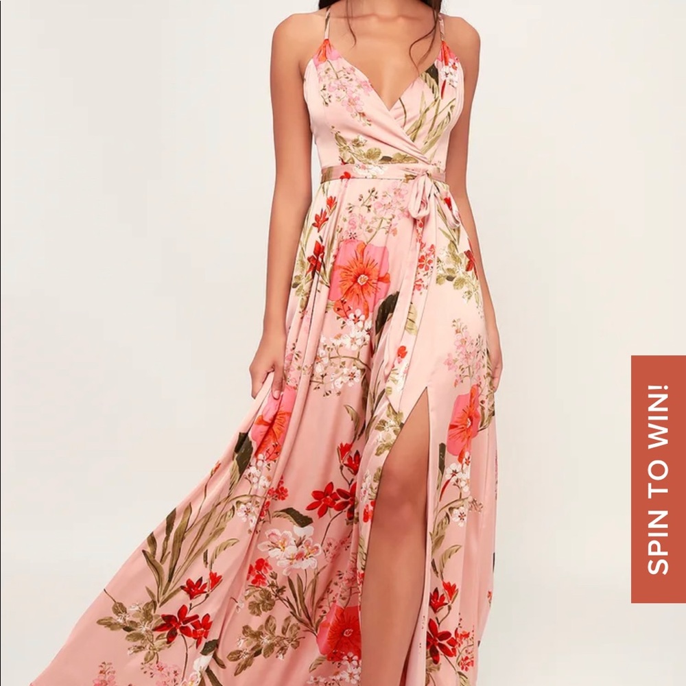 Lulu’s Still the One Blush Pink Floral Maxi Dress